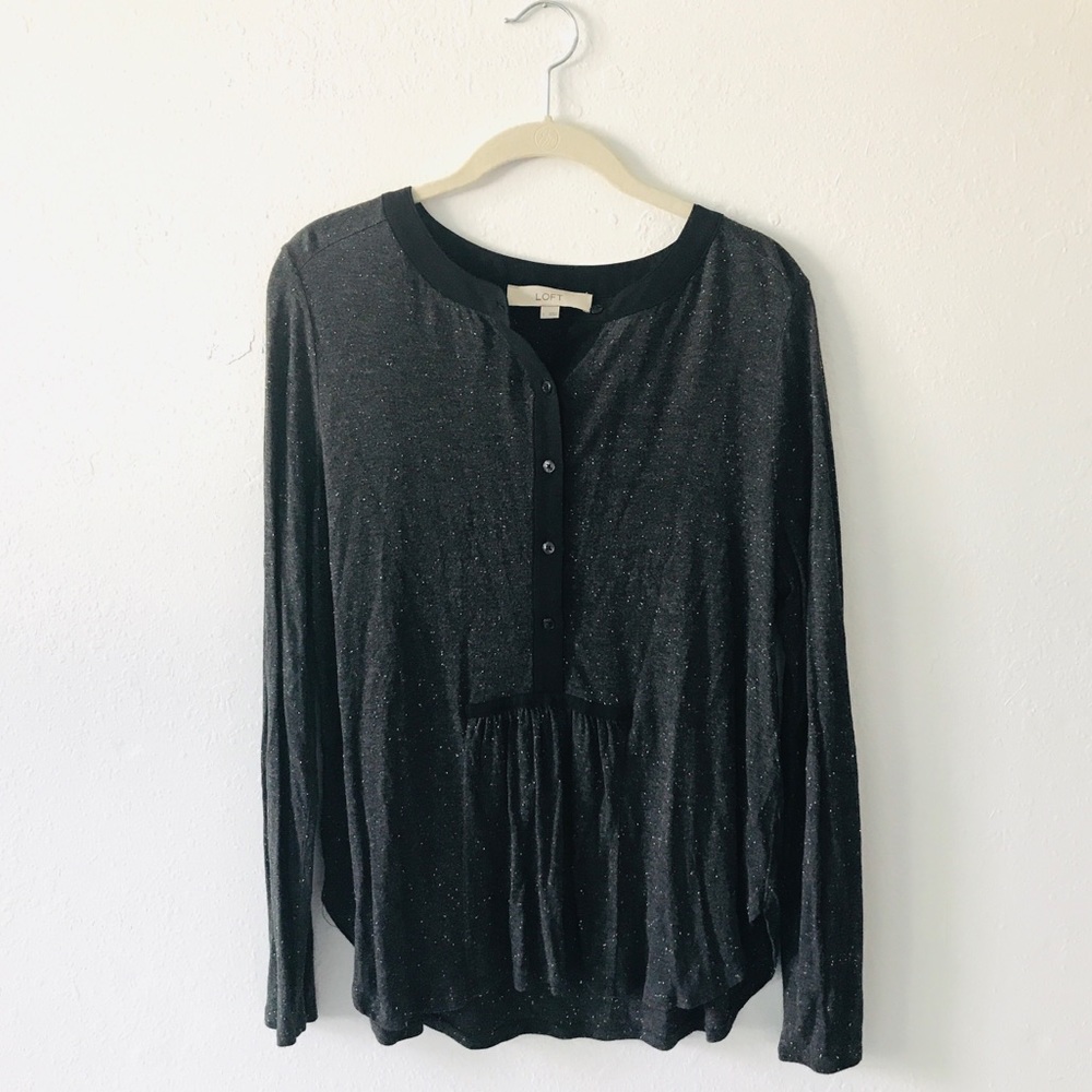Loft | Long sleeve speckled button up tee